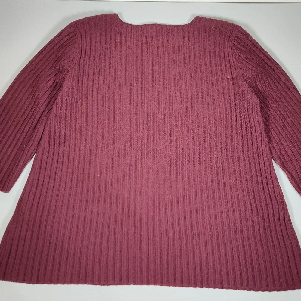 Eileen Fisher Merino Wool red ribbed‎ sweater top M petite